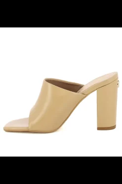 Damskie Carinii Skórzane Klapki Damskie | Eleganckie*Beżowe klapki na obcasie --B8263-R47-000-000-000