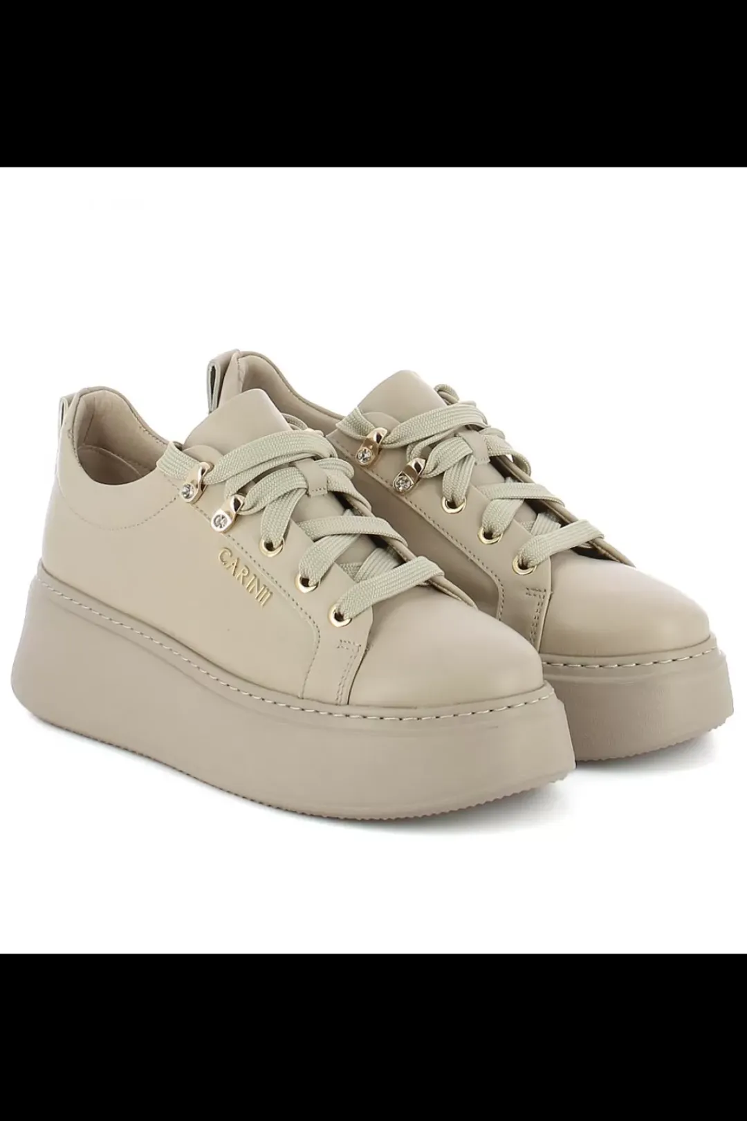 Damskie Carinii Skórzane Sneakersy Damskie*Beżowe skórzane sneakersy --B8939-T43-000-000-F69