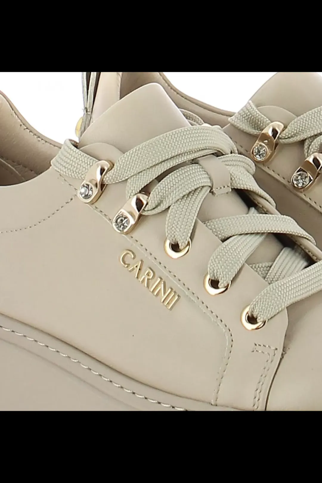 Damskie Carinii Skórzane Sneakersy Damskie*Beżowe skórzane sneakersy --B8939-T43-000-000-F69