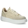 Damskie Carinii Skórzane Sneakersy Damskie | Beżowe Sneakersy Damskie*Beżowe sneakersy na białej platformie --B9977-491-180-000-000