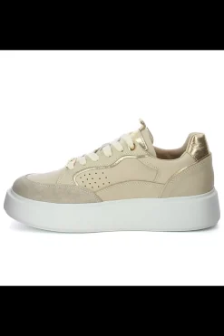 Damskie Carinii Skórzane Sneakersy Damskie | Beżowe Sneakersy Damskie*Beżowe sneakersy na białej platformie --B9977-491-180-000-000