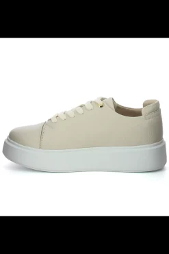 Damskie Carinii Skórzane Sneakersy Damskie | Beżowe Sneakersy Damskie*Beżowe sneakersy na białej platformie --B9970-491-000-000-000