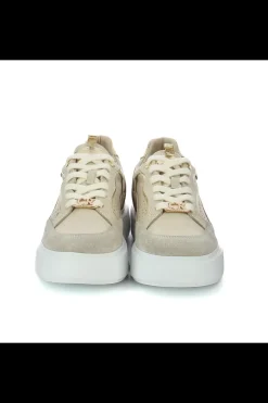 Damskie Carinii Skórzane Sneakersy Damskie | Beżowe Sneakersy Damskie*Beżowe sneakersy na białej platformie --B9977-491-180-000-000