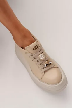 Damskie Carinii Skórzane Sneakersy Damskie | Beżowe Sneakersy Damskie*Beżowe sneakersy na platformie --B9589-T44-000-000-G36