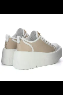 Damskie Carinii Skórzane Sneakersy Damskie | Beżowe Sneakersy Damskie*Beżowe sneakersy na platformie --B9375-L46-T32-000-G36