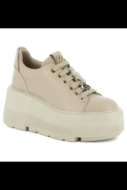 Damskie Carinii Skórzane Sneakersy Damskie | Beżowe Sneakersy Damskie*Beżowe sneakersy na platformie --B9589-T44-000-000-G36