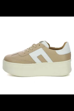 Damskie Carinii Skórzane Sneakersy Damskie | Beżowe Sneakersy Damskie*Beżowe sneakersy skórzane --B9992-R25-L46-000-G73