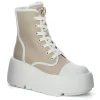 Damskie Carinii Skórzane Sneakersy Damskie | Beżowe Sneakersy Damskie*Beżowe sneakersy wysokie --B9373-L46-T32-000-G36