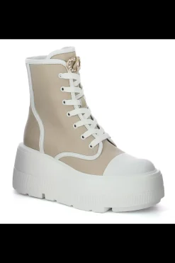 Damskie Carinii Skórzane Sneakersy Damskie | Beżowe Sneakersy Damskie*Beżowe sneakersy wysokie --B9373-L46-T32-000-G36