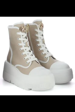 Damskie Carinii Skórzane Sneakersy Damskie | Beżowe Sneakersy Damskie*Beżowe sneakersy wysokie --B9373-L46-T32-000-G36