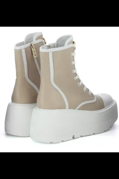 Damskie Carinii Skórzane Sneakersy Damskie | Beżowe Sneakersy Damskie*Beżowe sneakersy wysokie --B9373-L46-T32-000-G36