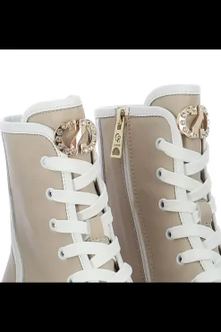 Damskie Carinii Skórzane Sneakersy Damskie | Beżowe Sneakersy Damskie*Beżowe sneakersy wysokie --B9373-L46-T32-000-G36