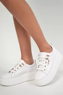 Damskie Carinii Skórzane Sneakersy Damskie | Na Platformie*Białe skórzane sneakersy --B8939-L46-000-000-F69