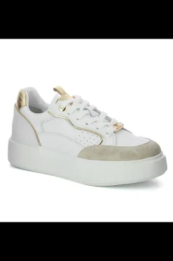 Damskie Carinii Skórzane Sneakersy Damskie | Na Platformie*Białe skórzane sneakersy na platformie --B9977-491-187-180-000