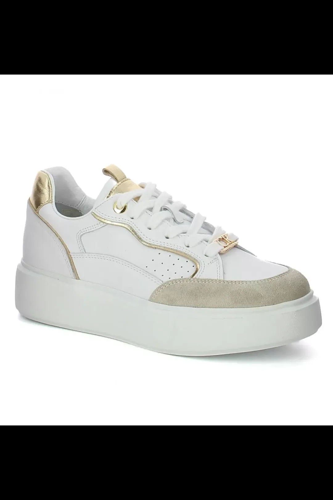 Damskie Carinii Skórzane Sneakersy Damskie | Na Platformie*Białe skórzane sneakersy na platformie --B9977-491-187-180-000