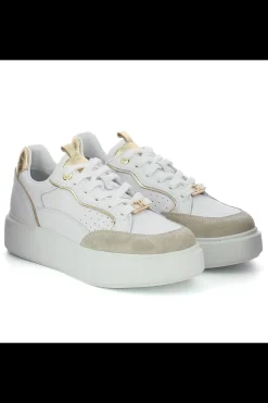 Damskie Carinii Skórzane Sneakersy Damskie | Na Platformie*Białe skórzane sneakersy na platformie --B9977-491-187-180-000