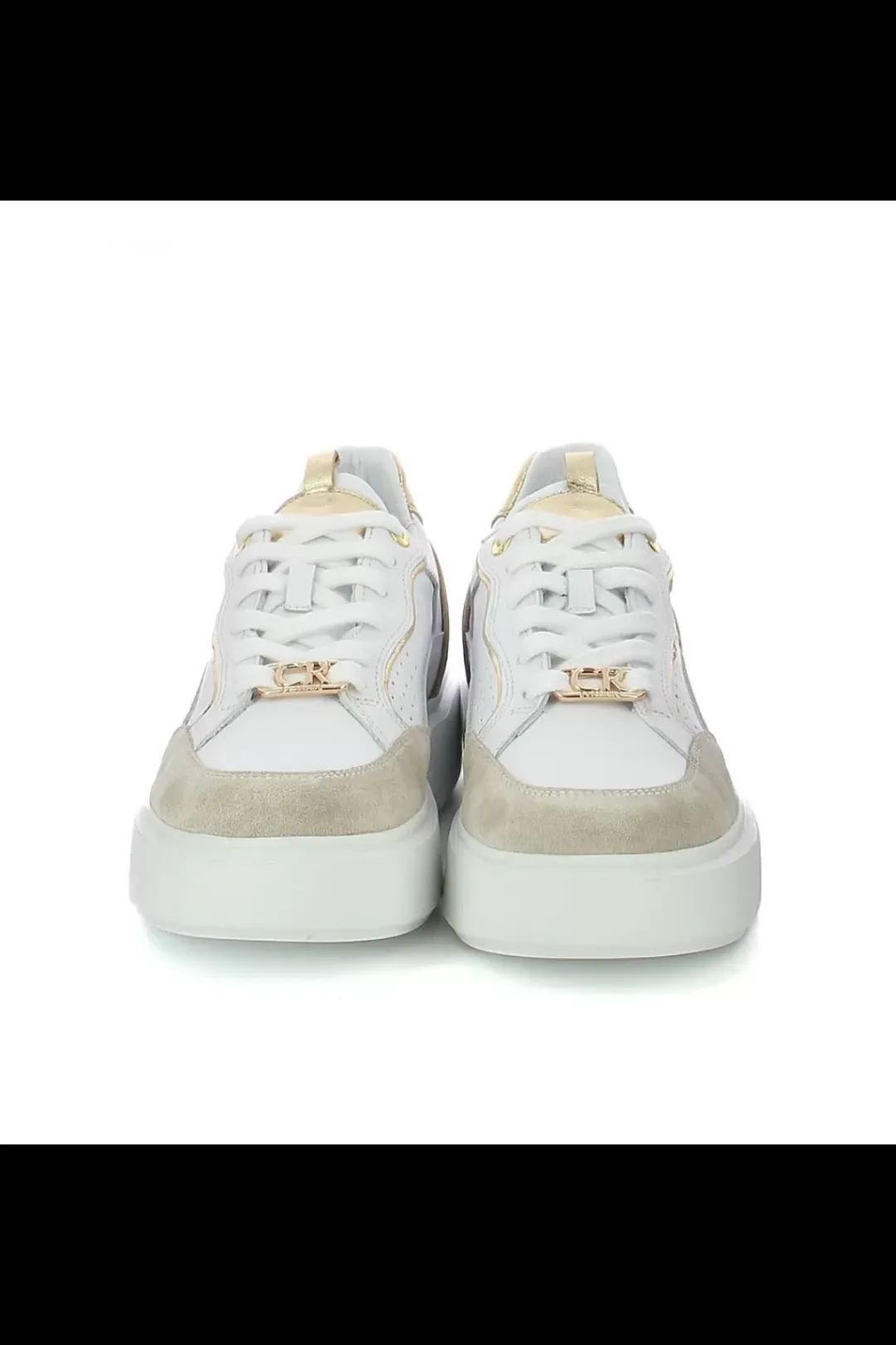 Damskie Carinii Skórzane Sneakersy Damskie | Na Platformie*Białe skórzane sneakersy na platformie --B9977-491-187-180-000