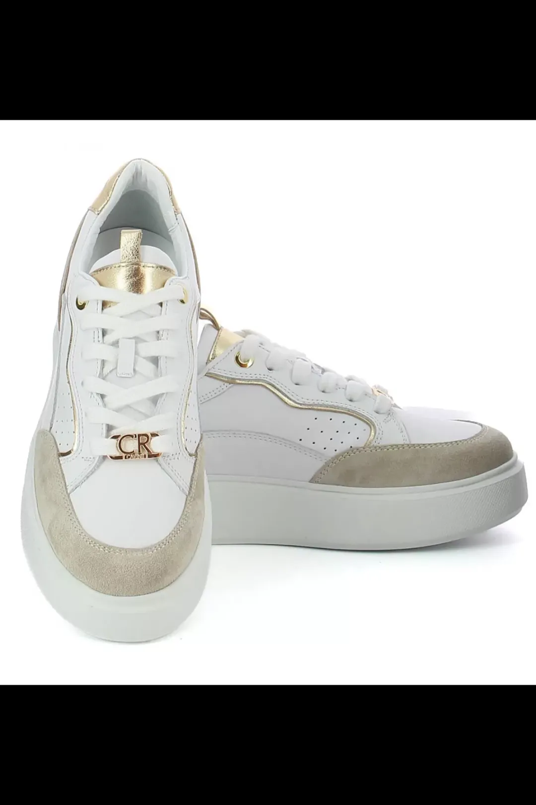 Damskie Carinii Skórzane Sneakersy Damskie | Na Platformie*Białe skórzane sneakersy na platformie --B9977-491-187-180-000