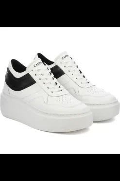 Damskie Carinii Skórzane Sneakersy Damskie | Na Platformie*Białe sneakersy damskie --B9052-I81-E50-000-F69