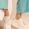 Damskie Carinii Skórzane Sneakersy Damskie | Na Platformie*Białe sneakersy na platformie --B9580-L46-000-000-F69