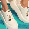 Damskie Carinii Skórzane Sneakersy Damskie | Na Platformie*Białe sneakersy na platformie --B9589-L46-000-000-G36