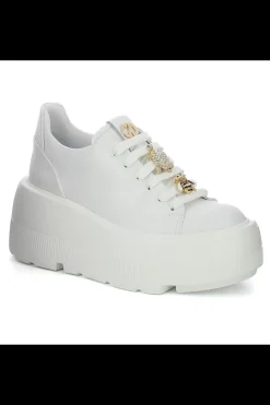 Damskie Carinii Skórzane Sneakersy Damskie | Na Platformie*Białe sneakersy na platformie --B9589-L46-000-000-G36