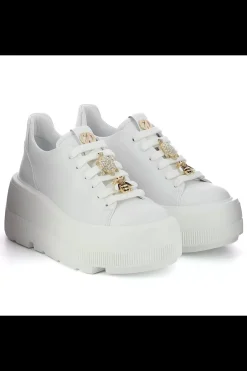 Damskie Carinii Skórzane Sneakersy Damskie | Na Platformie*Białe sneakersy na platformie --B9589-L46-000-000-G36