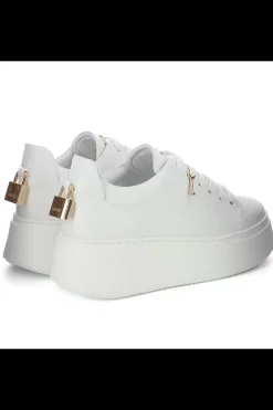Damskie Carinii Skórzane Sneakersy Damskie | Na Platformie*Białe sneakersy na platformie --B9580-L46-000-000-F69