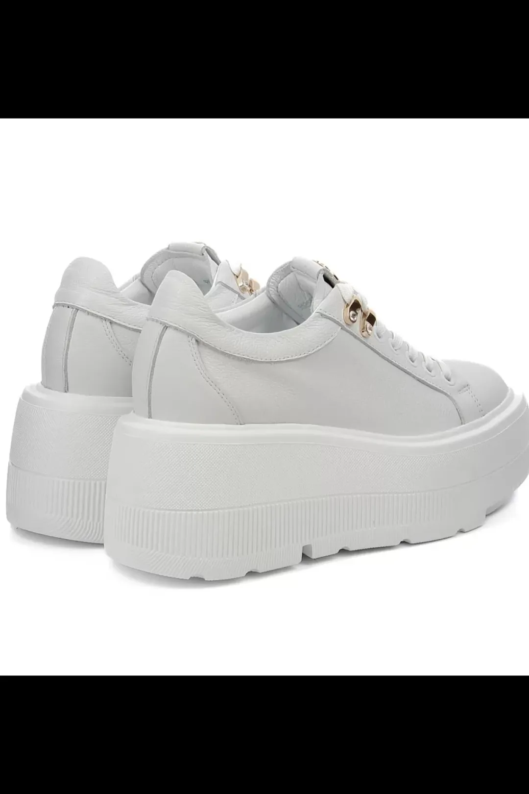 Damskie Carinii Skórzane Sneakersy Damskie | Na Platformie*Białe sneakersy na platformie --B9302-I81-000-000-G36