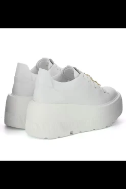 Damskie Carinii Skórzane Sneakersy Damskie | Na Platformie*Białe sneakersy na platformie --B9589-L46-000-000-G36