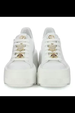 Damskie Carinii Skórzane Sneakersy Damskie | Na Platformie*Białe sneakersy na platformie --B9589-L46-000-000-G36