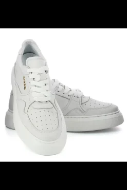 Damskie Carinii Skórzane Sneakersy Damskie | Na Platformie*Białe sneakersy skórzane --B9492-I81-000-000-F69