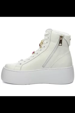 Damskie Carinii Skórzane Sneakersy Damskie | Na Platformie*Białe wysokie sneakersy --B9180-I81-000-000-G23