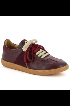 Damskie Carinii Skórzane Sneakersy Damskie*Bordowe sneakersy skórzane --B10331-688-000-000-000