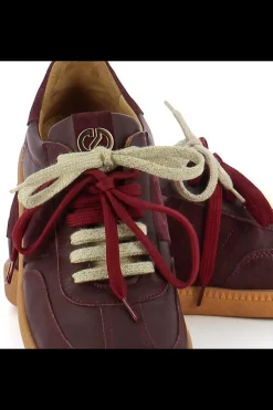 Damskie Carinii Skórzane Sneakersy Damskie*Bordowe sneakersy skórzane --B10331-688-000-000-000