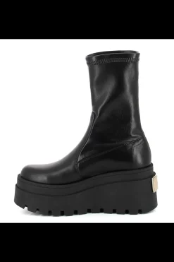 Damskie Carinii Czarne Botki Damskie | Jesienne*Czarne botki na koturnie --B9752-E50-000-000-E67