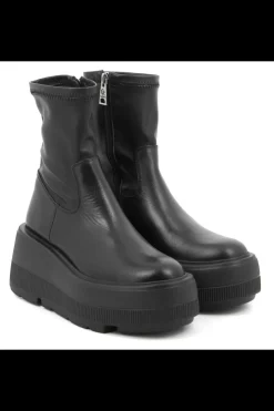 Damskie Carinii Czarne Botki Damskie | Jesienne*Czarne botki na platformie --B9337-E50-000-000-G36