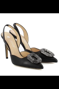 Damskie Carinii Czarne Półbuty Damskie | Eleganckie*Czarne czółenka z paskiem --B6456-353-000-000-000