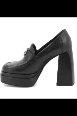Damskie Carinii Czarne Półbuty Damskie | Eleganckie*Czarne mokasyny na obcasie --B9292-E50-000-000-G09