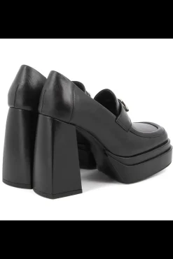 Damskie Carinii Czarne Półbuty Damskie | Eleganckie*Czarne mokasyny na obcasie --B9292-E50-000-000-G09