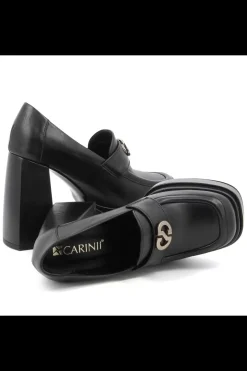 Damskie Carinii Czarne Półbuty Damskie | Eleganckie*Czarne mokasyny na obcasie --B9292-E50-000-000-G09