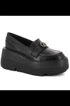 Damskie Carinii Czarne Półbuty Damskie | Eleganckie*Czarne mokasyny na platformie --B9385-J23-000-000-G36