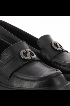 Damskie Carinii Czarne Półbuty Damskie | Eleganckie*Czarne mokasyny na platformie --B9385-J23-000-000-G36