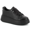 Damskie Carinii Skórzane Sneakersy Damskie | Na Platformie*Czarne skórzane sneakersy --B8939-E50-000-000-F69