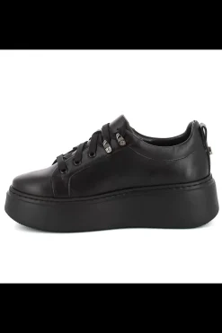 Damskie Carinii Skórzane Sneakersy Damskie | Na Platformie*Czarne skórzane sneakersy --B8939-E50-000-000-F69