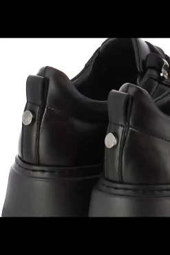 Damskie Carinii Skórzane Sneakersy Damskie | Na Platformie*Czarne skórzane sneakersy --B8939-E50-000-000-F69