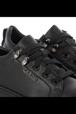 Damskie Carinii Skórzane Sneakersy Damskie | Na Platformie*Czarne skórzane sneakersy --B8939-E50-000-000-F69