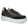 Damskie Carinii Skórzane Sneakersy Damskie | Na Platformie*Czarne sneakersy na białej platformie --B9977-353-180-000-000