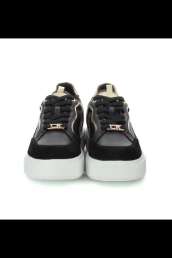 Damskie Carinii Skórzane Sneakersy Damskie | Na Platformie*Czarne sneakersy na białej platformie --B9977-353-180-000-000