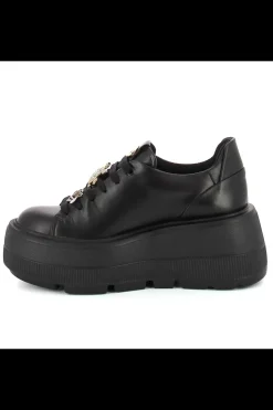 Damskie Carinii Skórzane Sneakersy Damskie | Na Platformie*Czarne sneakersy na platformie --B9589-E50-000-000-G36
